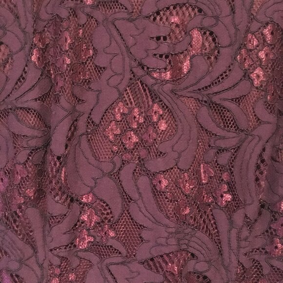 SEARS Fancy and Elegant Dark Burgundy Cotton Lace Mockneck Dress - Picture 8 of 16